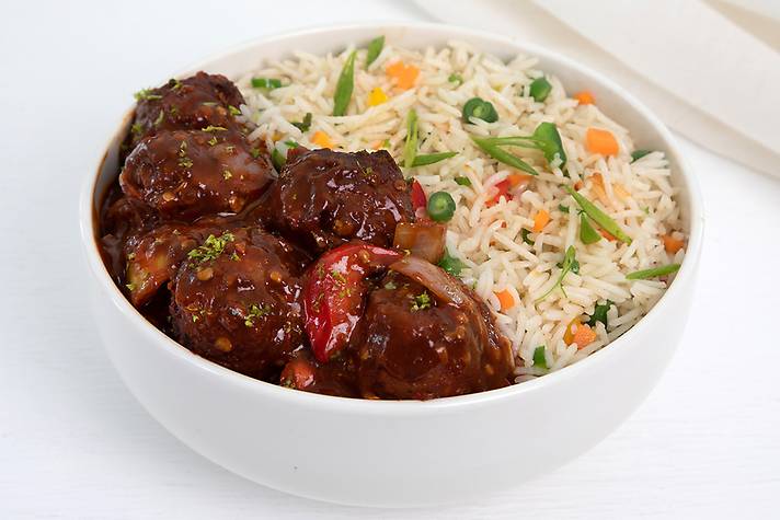Veg. Fried Rice with Manchurian